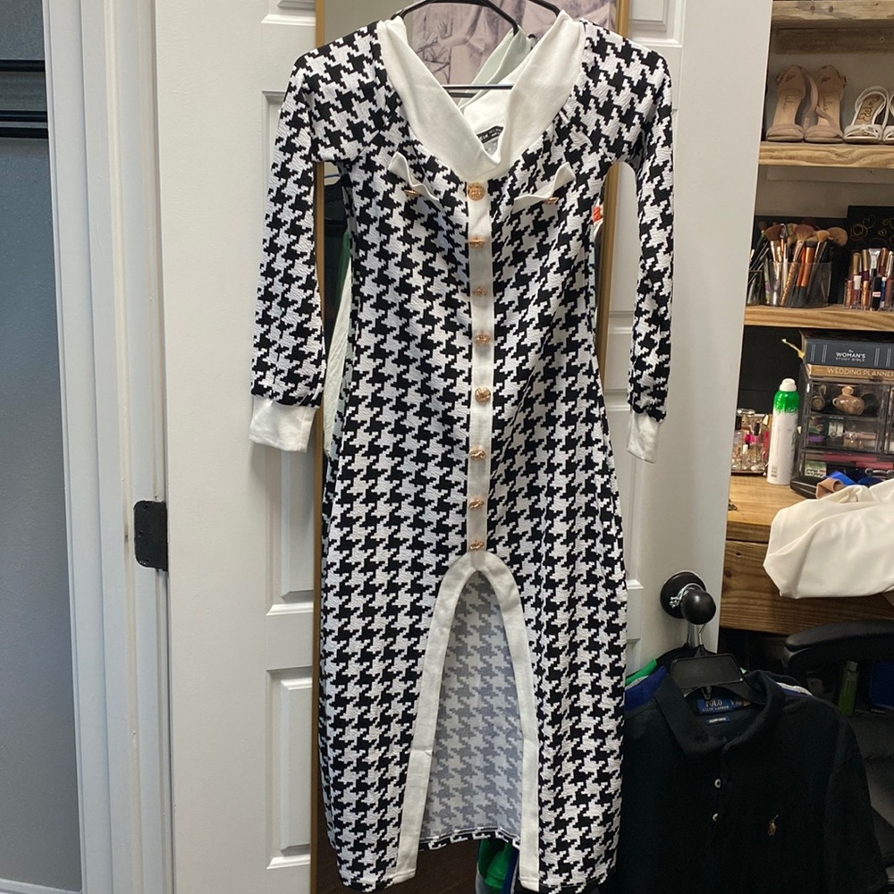 Houndstooth print dress